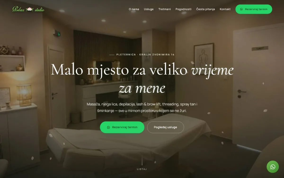 Početna stranica Relax Studija na računalu